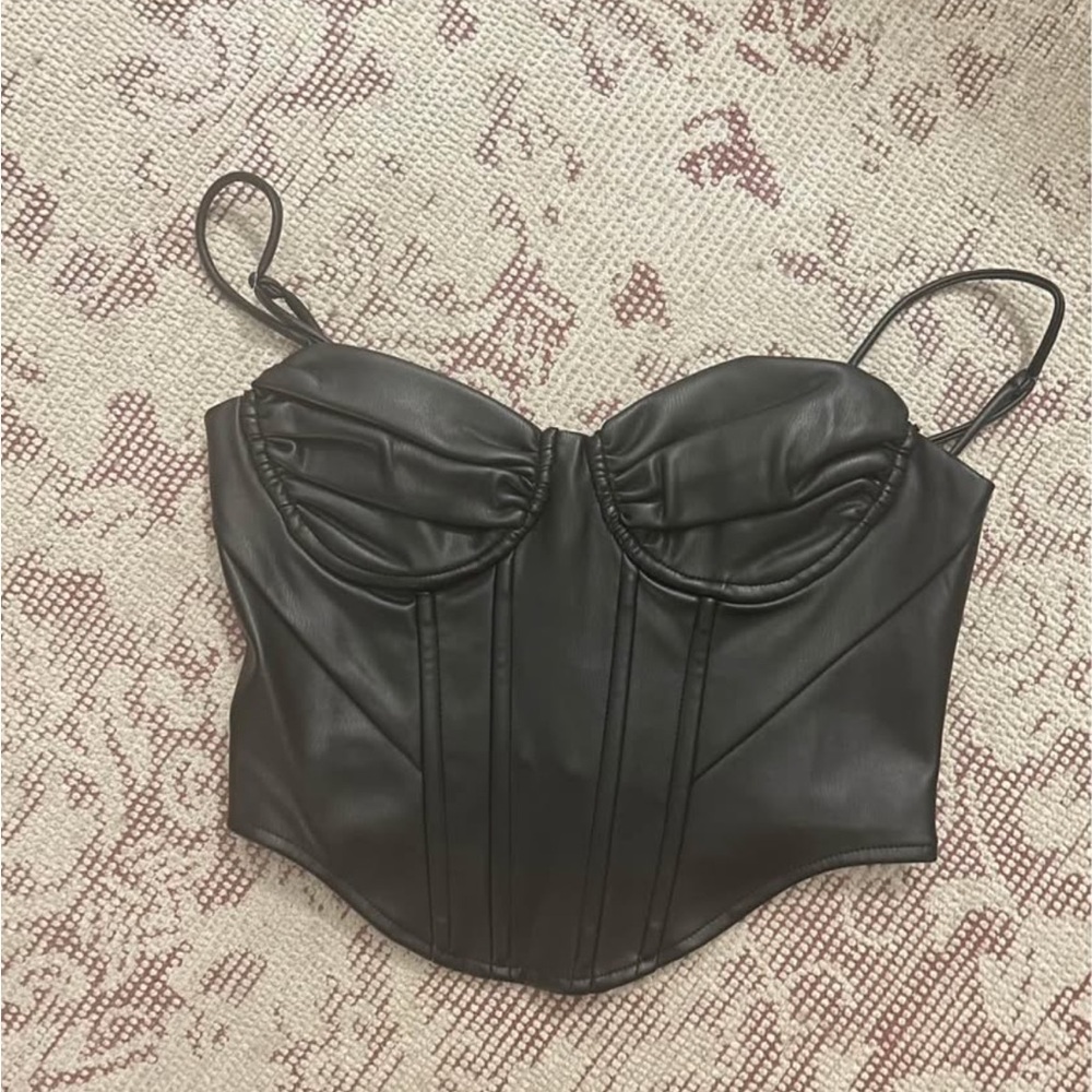 Black Leather Corset Top